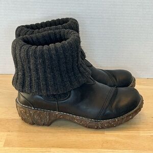 El Naturalista Yggdrasil Cable Knit Leather Boots/Size 5